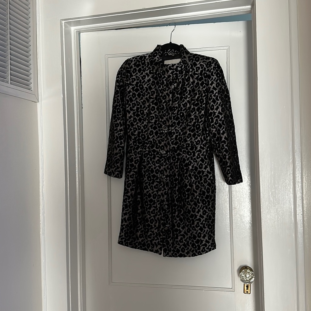 Rachel Roy Black & Silver Cheetah Print Coat Jacket - Size 0